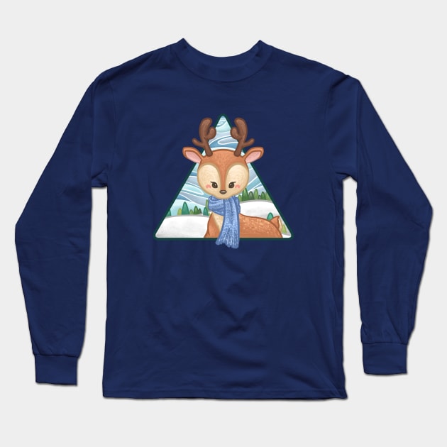 Winter Deer Long Sleeve T-Shirt by Khotekmei